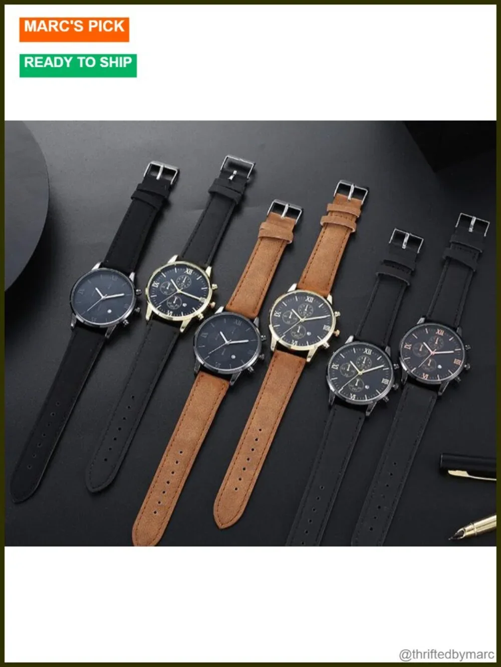 Chronograph Analog Quartz Dress Watch with Leather Band Date Function Roman